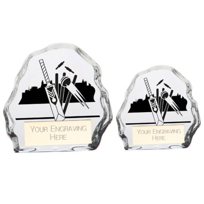 MYSTIQUE CRICKET GLASS AWARD - 2 sizes - 75mm - 90mm